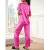 Ekouaer Womens Silky Satin Pajamas Set Short Sleeve Button Down Sleepwear 2 Piece Lounge Set Pj Set(Hot Pink Leopard)