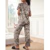 Ekouaer Womens Silky Satin Pajamas Set Short Sleeve Button Down Sleepwear 2 Piece Lounge Set Pj Set(Leopard)
