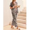 Ekouaer Womens Silky Satin Pajamas Set Short Sleeve Button Down Sleepwear 2 Piece Lounge Set Pj Set(Leopard)