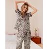 Ekouaer Womens Silky Satin Pajamas Set Short Sleeve Button Down Sleepwear 2 Piece Lounge Set Pj Set(Leopard)