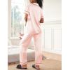 Ekouaer Womens Silky Satin Pajamas Set Short Sleeve Button Down Sleepwear 2 Piece Lounge Set Pj Set(Light Pink)