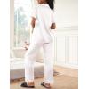Ekouaer Womens Silky Satin Pajamas Set Short Sleeve Button Down Sleepwear 2 Piece Lounge Set Pj Set(White)