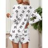 Ekouaer Womens Waffle Knit Pajama Sets Long Sleeve Top and Shorts Matching Lounge Set Loungewear Sweatsuit with Pockets(Leopard Bow)