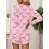Ekouaer Womens Waffle Knit Pajama Sets Long Sleeve Top and Shorts Matching Lounge Set Loungewear Sweatsuit with Pockets(Pink Bow)