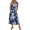 Ekouaer Nightgowns for Women Sleeveless Sleepshirt Long Print House Dress Tank Nightshirt Maxi Casual Dress with Pockets(Tie Dye Blue2)