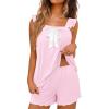 Ekouaer Womens Pajamas Sets 2 Piece Ruffle Bow Tank Top and Shorts Pjs Soft Bridal Pajama Cute Sleepwear Set XS-2XL(Light Pink)