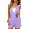 Ekouaer Womens Pajamas Sets 2 Piece Ruffle Bow Tank Top and Shorts Pjs Soft Bridal Pajama Cute Sleepwear Set XS-2XL(Lilac)