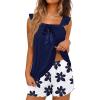 Ekouaer Womens Pajamas Sets 2 Piece Ruffle Bow Tank Top and Shorts Pjs Soft Bridal Pajama Cute Sleepwear Set XS-2XL(Navy Flower)