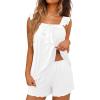 Ekouaer Womens Pajamas Sets 2 Piece Ruffle Bow Tank Top and Shorts Pjs Soft Bridal Pajama Cute Sleepwear Set XS-2XL(White)