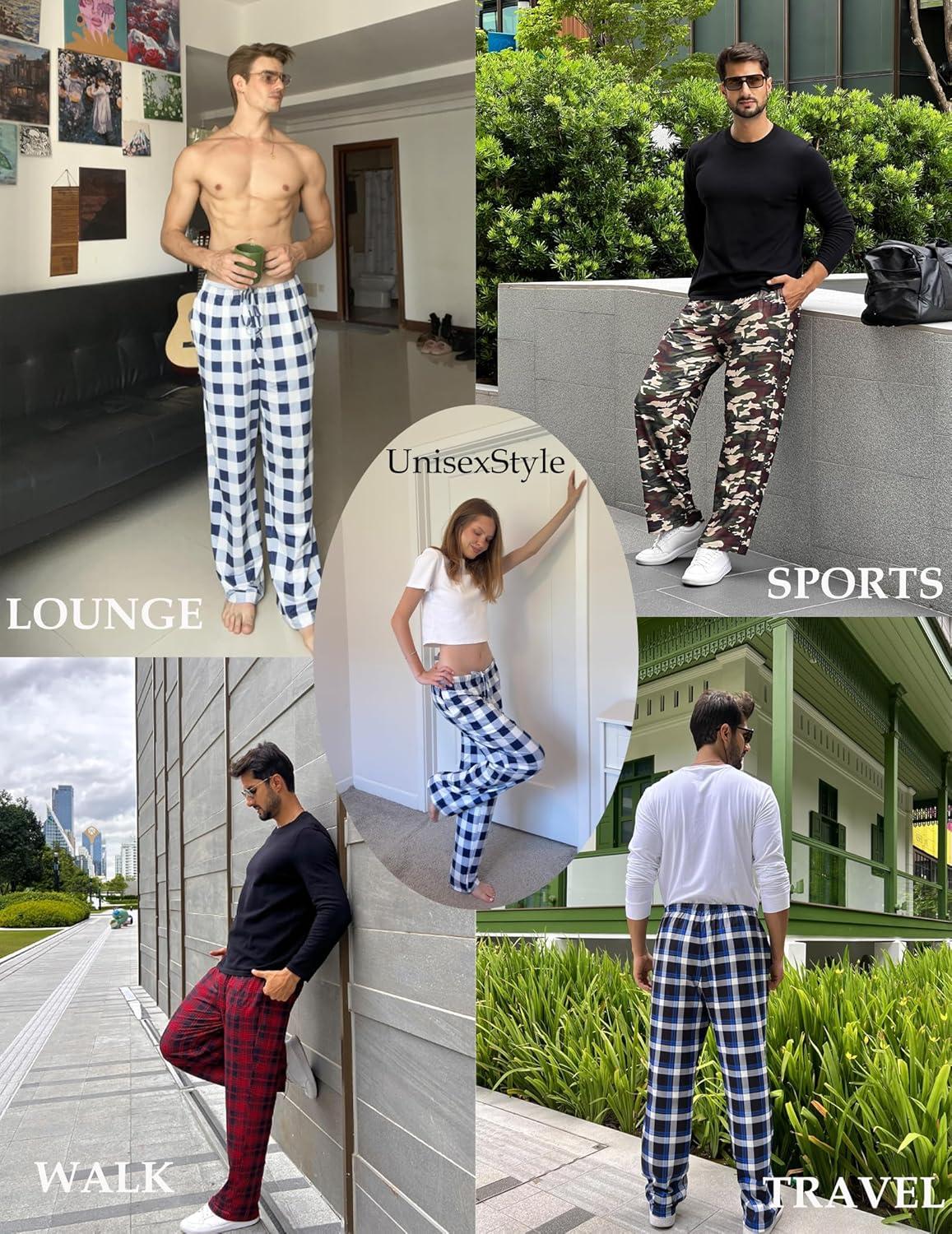 imageEkouaer Mens Pajama Pants Lounge Pants with Pockets Soft Sleep Pants Loose Fit Pj Bottoms with Drawstring SXXLBlack