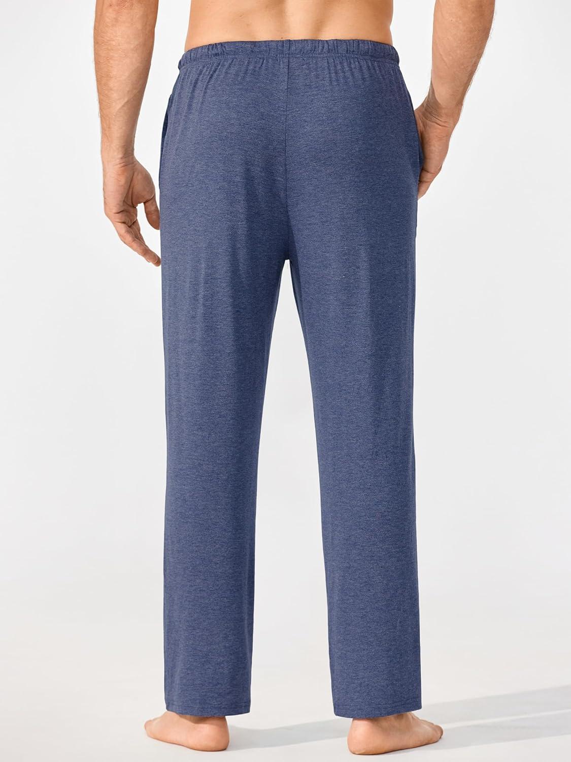 imageEkouaer Mens Pajama Pants Lounge Pants with Pockets Soft Sleep Pants Loose Fit Pj Bottoms with Drawstring SXXLBlacknavy Blue