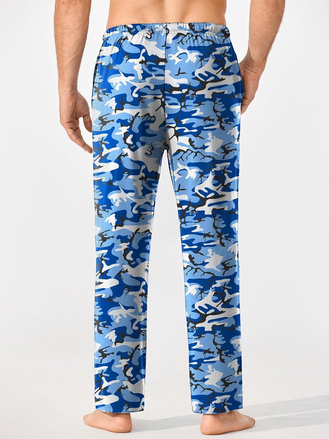 imageEkouaer Mens Pajama Pants Lounge Pants with Pockets Soft Sleep Pants Loose Fit Pj Bottoms with Drawstring SXXLBlue Camouflagegreen Camouflage