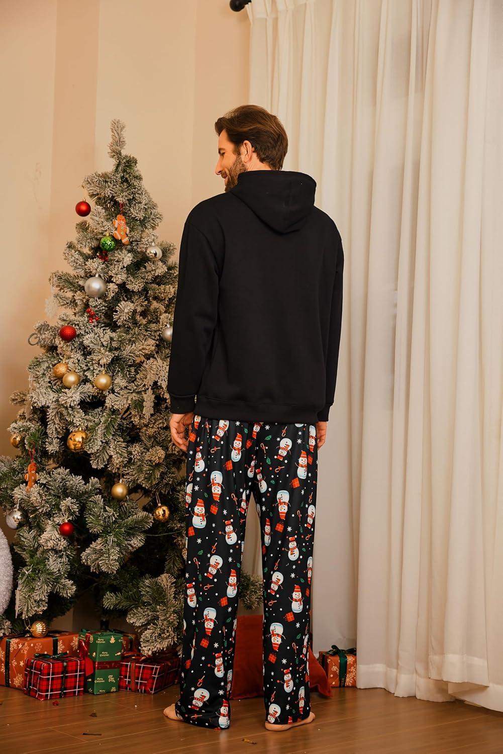 imageEkouaer Mens Pajama Pants Lounge Pants with Pockets Soft Sleep Pants Loose Fit Pj Bottoms with Drawstring SXXLChristmas Blackblue