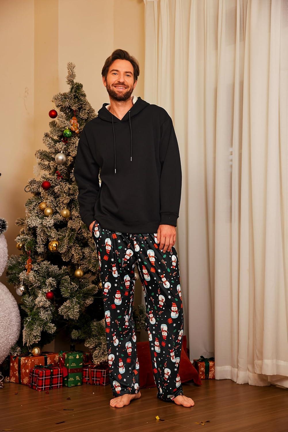 imageEkouaer Mens Pajama Pants Lounge Pants with Pockets Soft Sleep Pants Loose Fit Pj Bottoms with Drawstring SXXLChristmas Blackblue