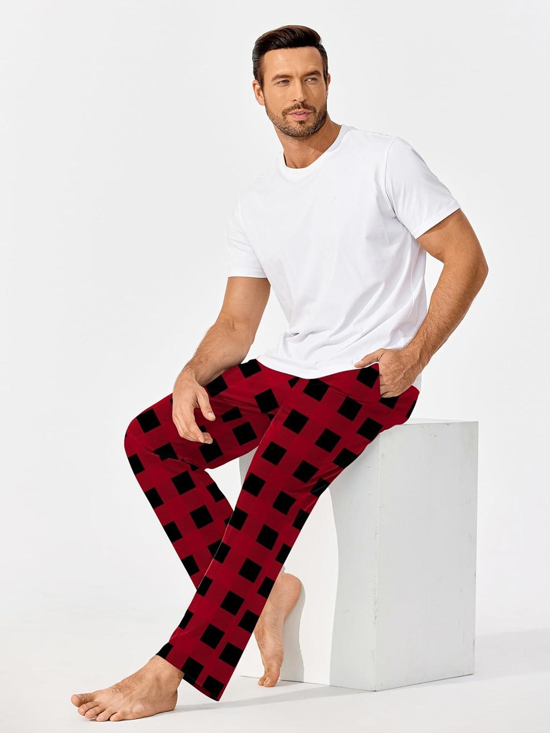 imageEkouaer Mens Pajama Pants Lounge Pants with Pockets Soft Sleep Pants Loose Fit Pj Bottoms with Drawstring SXXLRed Plaidblue Plaid02
