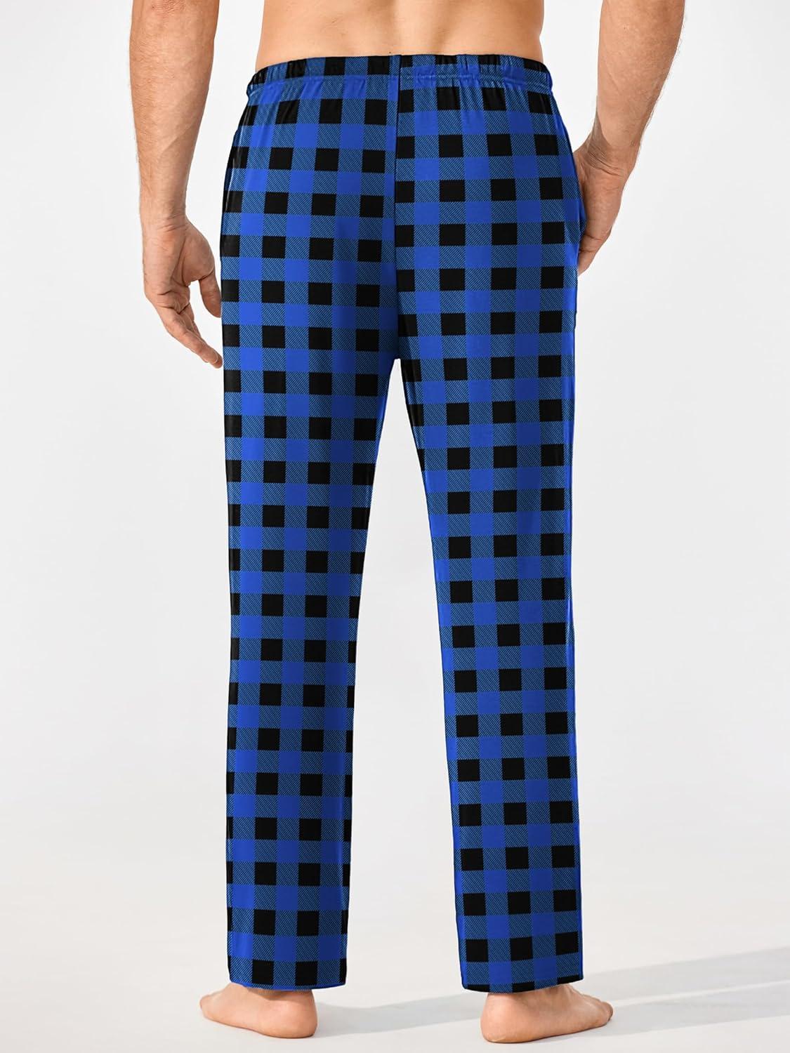 imageEkouaer Mens Pajama Pants Lounge Pants with Pockets Soft Sleep Pants Loose Fit Pj Bottoms with Drawstring SXXLRed Plaidblue Plaid02