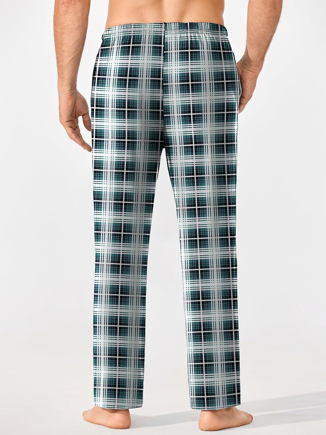 imageEkouaer Mens Pajama Pants Lounge Pants with Pockets Soft Sleep Pants Loose Fit Pj Bottoms with Drawstring SXXLRed Plaidgreen Plaid