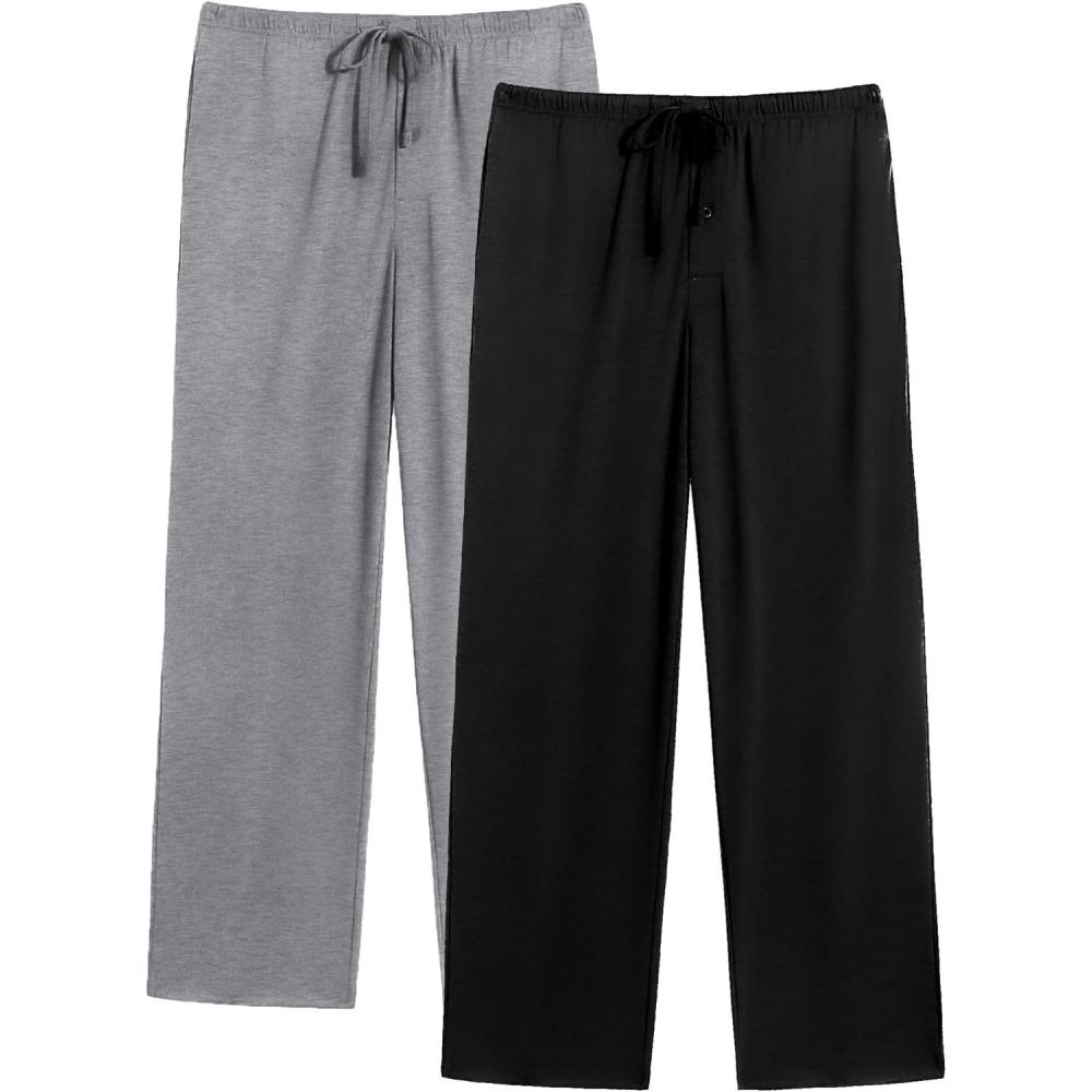 imageEkouaer Mens Pajama Pants Lounge Pants with Pockets Soft Sleep Pants Loose Fit Pj Bottoms with Drawstring SXXLBlackgrey