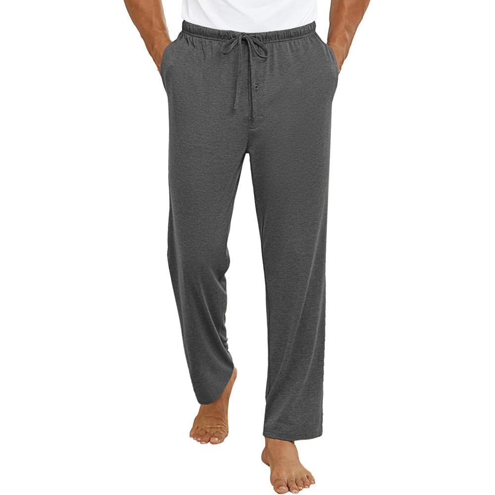 imageEkouaer Mens Pajama Pants Lounge Pants with Pockets Soft Sleep Pants Loose Fit Pj Bottoms with Drawstring SXXLDeep Grey