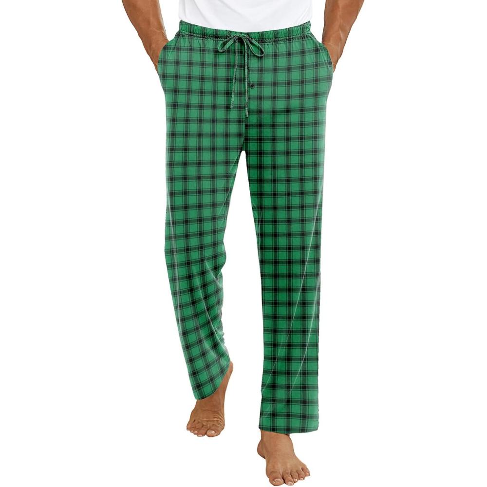 imageEkouaer Mens Pajama Pants Lounge Pants with Pockets Soft Sleep Pants Loose Fit Pj Bottoms with Drawstring SXXLGreen Plaid