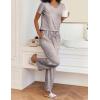 Ekouaer 2 Piece Womens Pajamas V Neck Short Sleeve Top and Long Pants Pjs Print Lounge Set Sleepwear(Grey Stars)