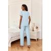 Ekouaer 2 Piece Womens Pajamas V Neck Short Sleeve Top and Long Pants Pjs Print Lounge Set Sleepwear(Light Blue Stars)