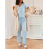Ekouaer 2 Piece Womens Pajamas V Neck Short Sleeve Top and Long Pants Pjs Print Lounge Set Sleepwear(Light Blue Stars)