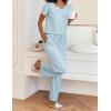 Ekouaer 2 Piece Womens Pajamas V Neck Short Sleeve Top and Long Pants Pjs Print Lounge Set Sleepwear(Light Blue Stars)