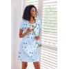 Ekouaer 3 Pack Nightgowns for Women Short Sleeve Sleepshirt Button Down Nightshirt Soft Pajamas Dress Casual Sleepwear(Black/Grey/Blue Stars)