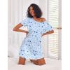 Ekouaer 3 Pack Nightgowns for Women Short Sleeve Sleepshirt Button Down Nightshirt Soft Pajamas Dress Casual Sleepwear(Black/Grey/Blue Stars)