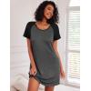 Ekouaer 3 Pack Nightgowns for Women Short Sleeve Sleepshirt Button Down Nightshirt Soft Pajamas Dress Casual Sleepwear(Black/Grey/Light Grey Coffee)