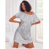 Ekouaer 3 Pack Nightgowns for Women Short Sleeve Sleepshirt Button Down Nightshirt Soft Pajamas Dress Casual Sleepwear(Black/Grey/Light Grey Coffee)