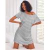 Ekouaer 3 Pack Nightgowns for Women Short Sleeve Sleepshirt Button Down Nightshirt Soft Pajamas Dress Casual Sleepwear(Black/Grey/Light Grey Stripe)