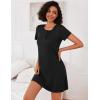 Ekouaer 3 Pack Nightgowns for Women Short Sleeve Sleepshirt Button Down Nightshirt Soft Pajamas Dress Casual Sleepwear(Black/Grey/Light Grey Stripe)