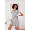 Ekouaer 3 Pack Nightgowns for Women Short Sleeve Sleepshirt Button Down Nightshirt Soft Pajamas Dress Casual Sleepwear(Blue Print/Coffee Cup/Purple Stars)
