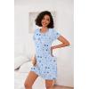 Ekouaer 3 Pack Nightgowns for Women Short Sleeve Sleepshirt Button Down Nightshirt Soft Pajamas Dress Casual Sleepwear(Blue Stars/Purple Stars/Pink Floral)