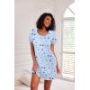 Ekouaer 3 Pack Nightgowns for Women Short Sleeve Sleepshirt Button Down Nightshirt Soft Pajamas Dress Casual Sleepwear(Green Floral/Blue Stars/Red Stripes)
