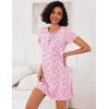 Ekouaer 3 Pack Nightgowns for Women Short Sleeve Sleepshirt Button Down Nightshirt Soft Pajamas Dress Casual Sleepwear(Pink Floral/Yellow Floral/Dog Footprints)