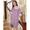 Ekouaer Nightgowns for Women 2 Pack Sleepshirts Short Sleeve Nightshirt V Neck Sleepwear Casual Pajama Dress(Black/Star Purple)