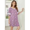 Ekouaer Nightgowns for Women 2 Pack Sleepshirts Short Sleeve Nightshirt V Neck Sleepwear Casual Pajama Dress(Black/Star Purple)