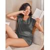 Ekouaer Pajama Sets Lounge Sets for Women 2 Piece Short Sleeve Tops and Shorts Comfy Pjs Sleepwear, S-XXL(Dark Grey)