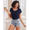 Ekouaer Pajama Sets Lounge Sets for Women 2 Piece Short Sleeve Tops and Shorts Comfy Pjs Sleepwear, S-XXL(Navy Blue)