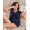 Ekouaer Pajama Sets Lounge Sets for Women 2 Piece Short Sleeve Tops and Shorts Comfy Pjs Sleepwear, S-XXL(Navy Blue)