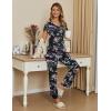 Ekouaer Pajama Sets Womens Short Sleeve Sleepwear Long Pants Pjs 2 Piece Lounge Set Soft Nightwear S-XXL(Black Floral)