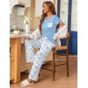 Ekouaer Pajama Sets for Women Short Sleeve Pj Set V Neck Sleepwear Chest Pocket with Long Pants Casual Loose Loungewear(White Sea Shell)