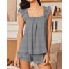 Ekouaer Pajama for Women Set 2 Piece Ruffle Pjs Soft Tank Top and Shorts Sleepwear Set Bridal Pajama Set for Women(Grey)