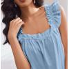 Ekouaer Pajama for Women Set 2 Piece Ruffle Pjs Soft Tank Top and Shorts Sleepwear Set Bridal Pajama Set for Women(Light Blue)