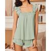 Ekouaer Pajama for Women Set 2 Piece Ruffle Pjs Soft Tank Top and Shorts Sleepwear Set Bridal Pajama Set for Women(Light Green)