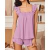 Ekouaer Pajama for Women Set 2 Piece Ruffle Pjs Soft Tank Top and Shorts Sleepwear Set Bridal Pajama Set for Women(Light Purple)