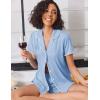 Ekouaer Pajamas Set for Women Classic Short Sleeve PJ Sets Button Down Lounge Sets Comfy Sleepwear(Light Blue)